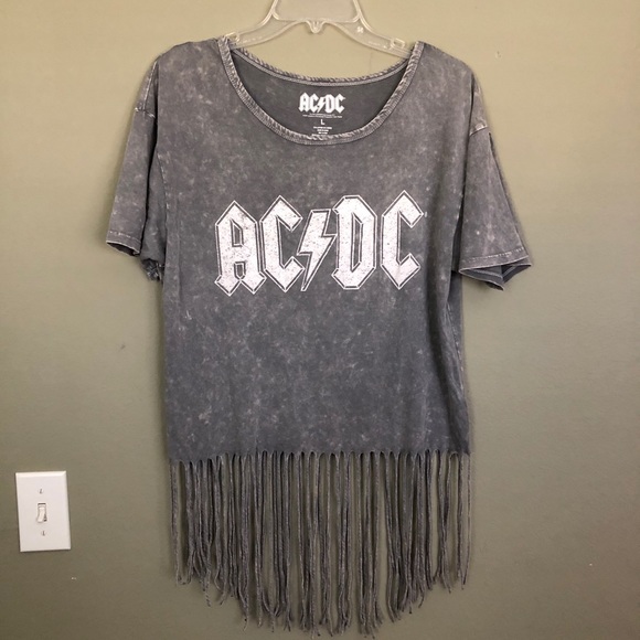 Tops - AC DC Band T-shirt With Fringe Size Large